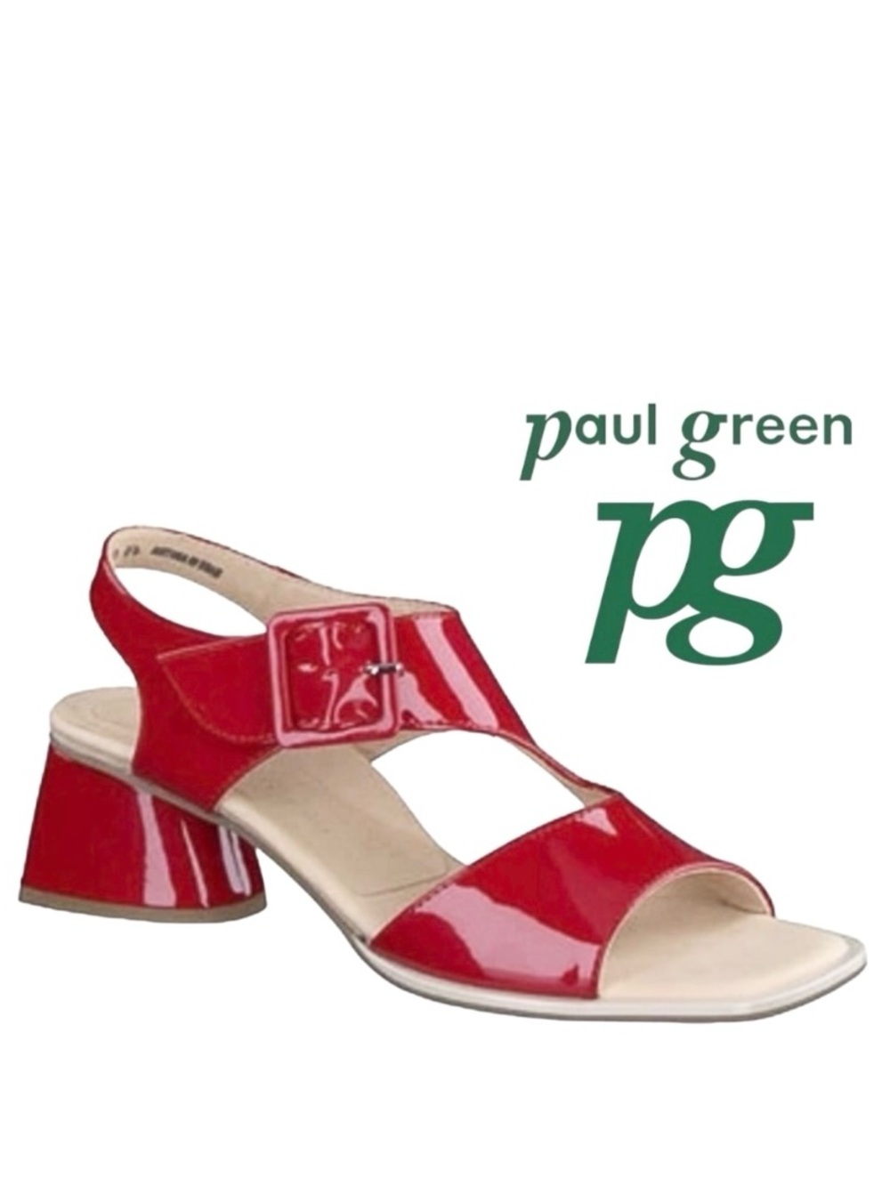 PAUL GREEN Sandals Tanya Slingback in Cherry Red Patent UK Size 4.5 US Size 7